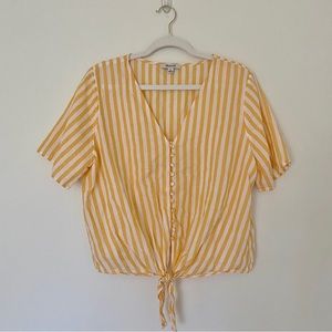 Madewell Tie Front Button Top, Size XL